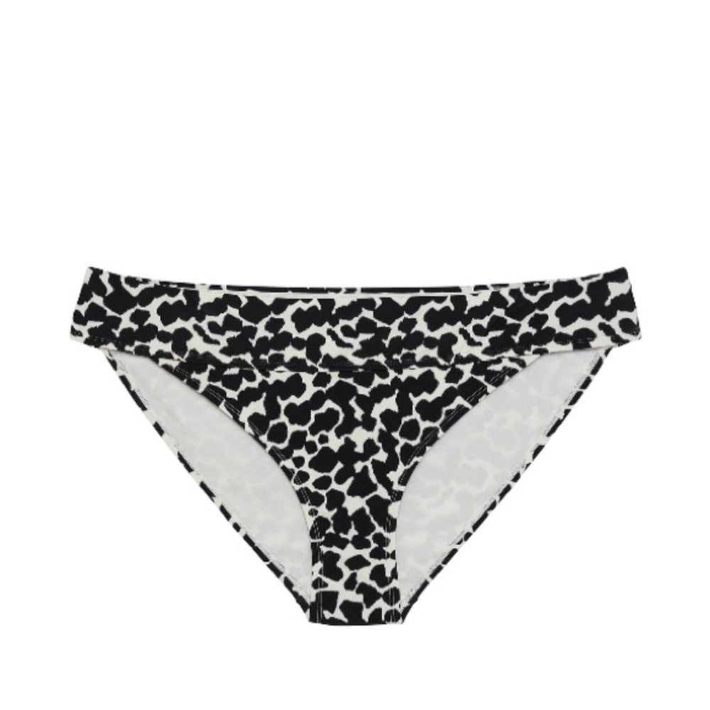 Time And Tru Women's Mid Rise Bikini Swim Bottom plus size animal print black